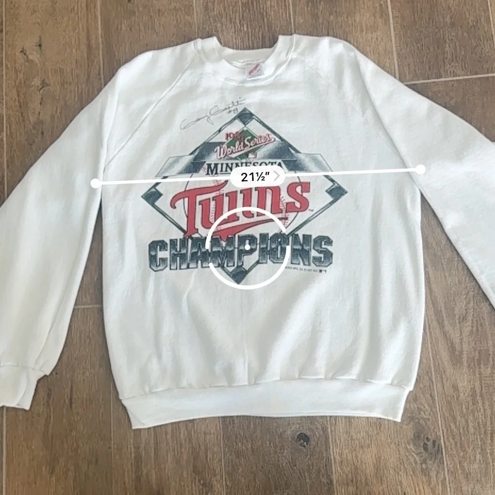 Vintage 1987 Minnesota Twins World Series Crewneck Sweatshirt Jerzees L Signed